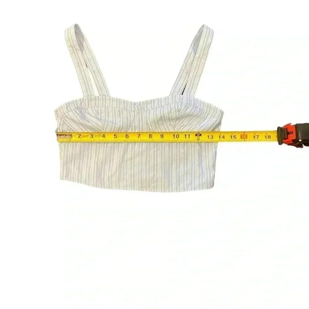 Hollister Striped Crop Top Stretch White/Blue‎ Straps Bustier Corset Size Small - Picture 4 of 5